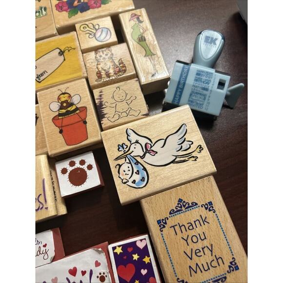 125 Rubber Stamp Lot Christmas Baby Animal Beat Flower Words Phrase Vtg Scooby - Picture 6 of 16